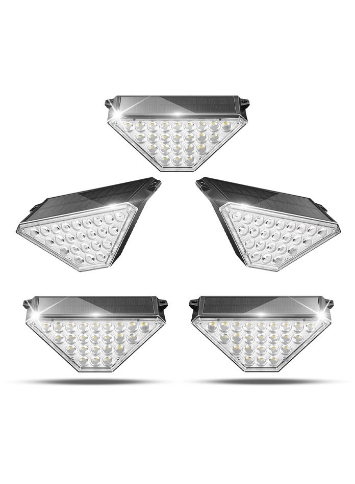 مودي مصابيح السلالم الشمسية الخارجية، مصابيح الدرج المقاومة للماء IP67، تعمل بالطاقة الشمسية باللون الأبيض الدافئ، مصابيح LED مثلثة الشكل للسلالم الخارجية، الباب الأمامي، الممر، الفناء، الحديقة، الشرفة، التشغيل/الإيقاف التلقائي، عبوة من 5 قطع - Image 2