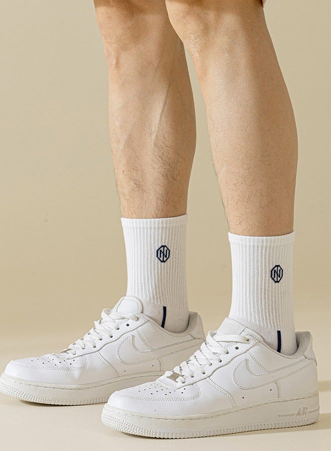 Men's thin Spring And Summer Sports Socks, Men's Mid-calf Sports Socks. Breathable And Comfortable Cotton Mid-Calf Socks, Sweat-Absorbent And Anti-Odor Thin Breathable Basketball Socks (5 Pairs) - Image 5