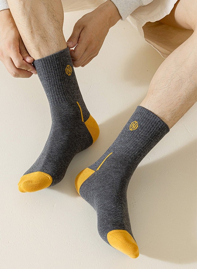 Men's thin Spring And Summer Sports Socks, Men's Mid-calf Sports Socks. Breathable And Comfortable Cotton Mid-Calf Socks, Sweat-Absorbent And Anti-Odor Thin Breathable Basketball Socks (5 Pairs) - Image 3