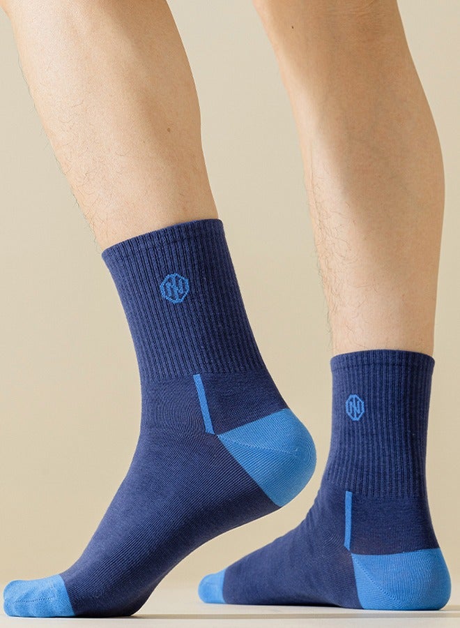 Men's thin Spring And Summer Sports Socks, Men's Mid-calf Sports Socks. Breathable And Comfortable Cotton Mid-Calf Socks, Sweat-Absorbent And Anti-Odor Thin Breathable Basketball Socks (5 Pairs) - Image 4