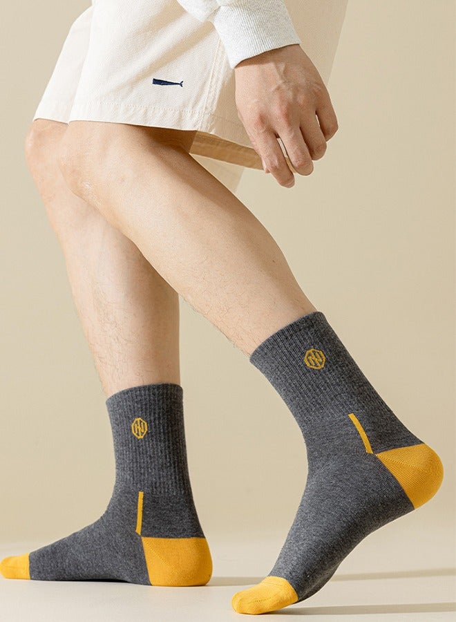 Men's thin Spring And Summer Sports Socks, Men's Mid-calf Sports Socks. Breathable And Comfortable Cotton Mid-Calf Socks, Sweat-Absorbent And Anti-Odor Thin Breathable Basketball Socks (5 Pairs) - Image 2