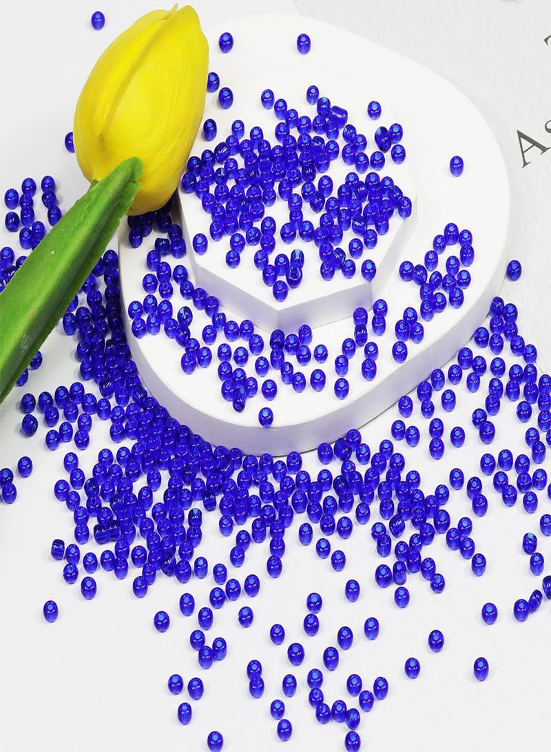 GGOOT Bulk 4mm Blue Seed Beads for Jewelry Making 110 Grams About 160pcs,6/0 Glass Craft Beads for Making Earrings, Bracelets, Pendants, Waist Jewelry, DIY Handmade Seed Beads (Transparent Blue, 4  - Image 2