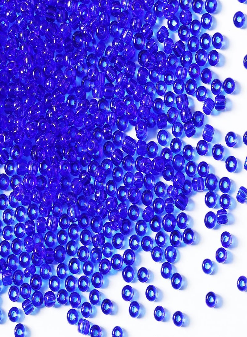 GGOOT Bulk 4mm Blue Seed Beads for Jewelry Making 110 Grams About 160pcs,6/0 Glass Craft Beads for Making Earrings, Bracelets, Pendants, Waist Jewelry, DIY Handmade Seed Beads (Transparent Blue, 4  - Image 1
