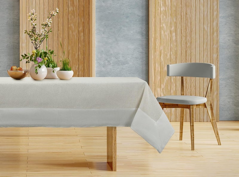 CASANEST Khadi Cotton Table CoverWashable Quality Solid Color Table CoverCentre Table CoverSize 36 L X54 W Inch Light Grey Khadi001 Rectangular - Image 1