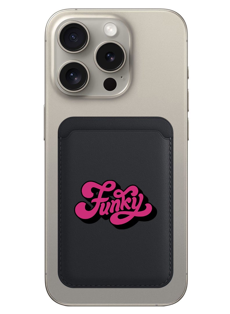 Theodor Magnetic Wallet, Compatible with MagSafe Wallet, for iPhone Wallet, for iPhone 16/15/14/13/12 Series, Not for iPhone 13/12 mini, 3 Card Holder, Vegan Leather, Black - Funky-01 - Image 1