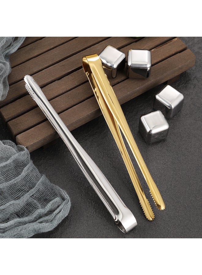 E * Japanese 304 Stainless Steel Barbecue Clip Golden Barbecue Clip Lined Food Clip Steak Clip BBQ Buffet Cuisine-Colour:Bare Body Clip 19cm (silver) + Red Scissors - Image 2