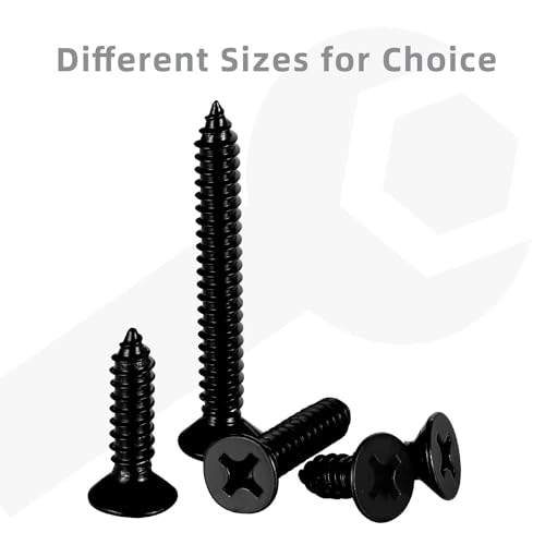 OUSCHR #14 x 1 Wood Screws Flat Head Fast Self Tapping Drywall Screws 18-8 Stainless Steel 304 Black Finish, 25 PCS - Image 4