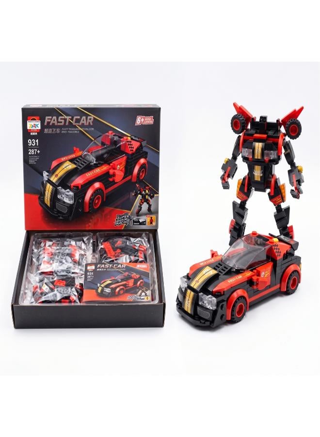 2-in-1 Transforming Robot to Car Building Blocks Set (287+ Pieces)