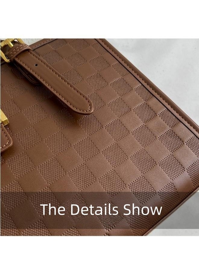 WAOKN - Women's Trendy Large-capacity Shoulder Bag, Ladies Fashionable Casual Handbags Tote Bags Clutch Bag, Retro Texture Side Bag Carry Bag for College Students and Teenagers(Brown) - Image 1