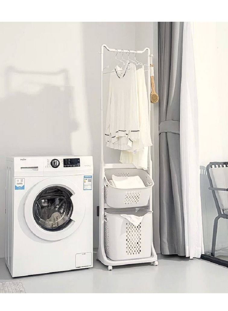 Laundry Basket Bathroom Multi-layer Clothes Storage Basket Household Bathroom Simple Storage Shelf - Image 5