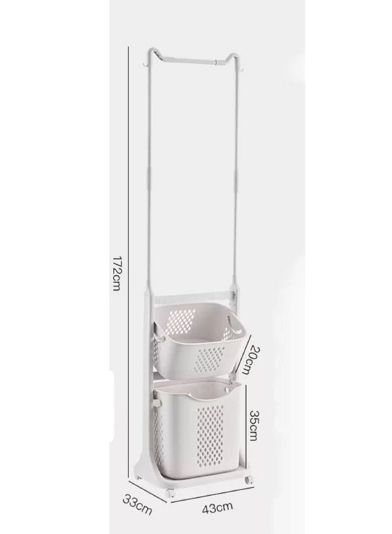 Laundry Basket Bathroom Multi-layer Clothes Storage Basket Household Bathroom Simple Storage Shelf - Image 2