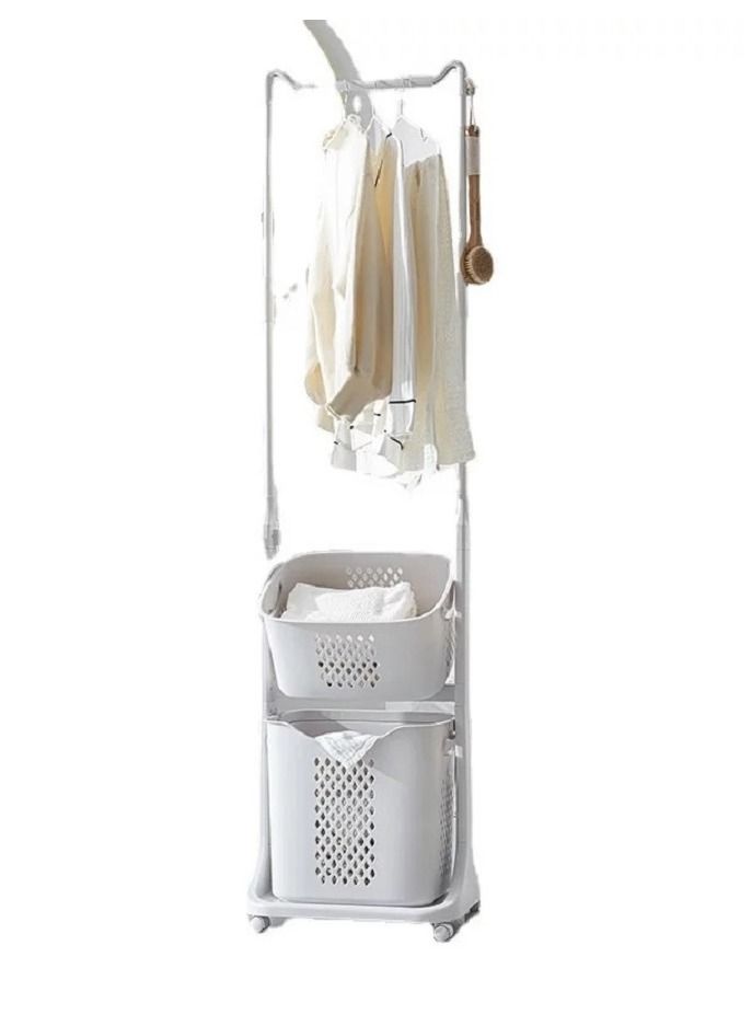 Laundry Basket Bathroom Multi-layer Clothes Storage Basket Household Bathroom Simple Storage Shelf - Image 3