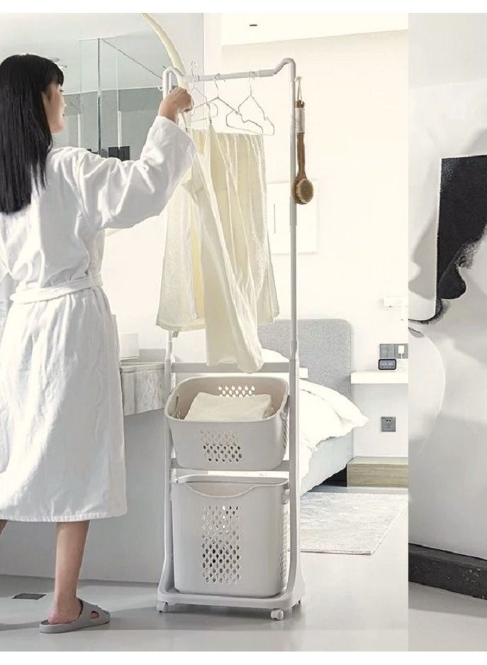 Laundry Basket Bathroom Multi-layer Clothes Storage Basket Household Bathroom Simple Storage Shelf - Image 4