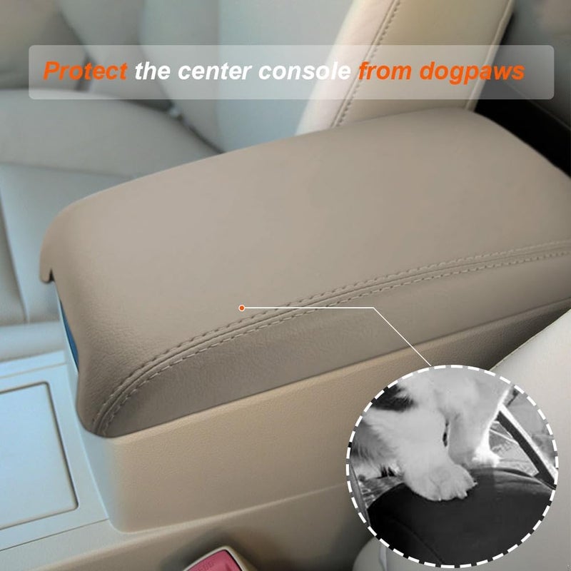 DEYTOP غطاء مسند الذراع للكونسول الوسطي من DEYTOP لتويوتا كامري 2012-2017، إكسسوارات السيارة، غطاء الكونسول الوسطي لسيارة كامري 2012 2013 2014-2017، وسادة مسند ذراع من الجلد المقاوم للخدش (بيج) - Image 4