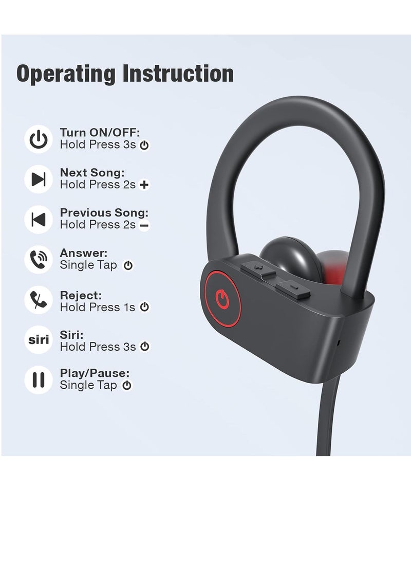 Excefore Neckband Bluetooth Headphones, 16 Hours Playtime Bluetooth Earbuds, Running Headphones with Clear Calls, Stereo Sound, In-Ear Earphones, IPX7 Waterproof Wireless Earbuds for Workout (Black)  - Image 2