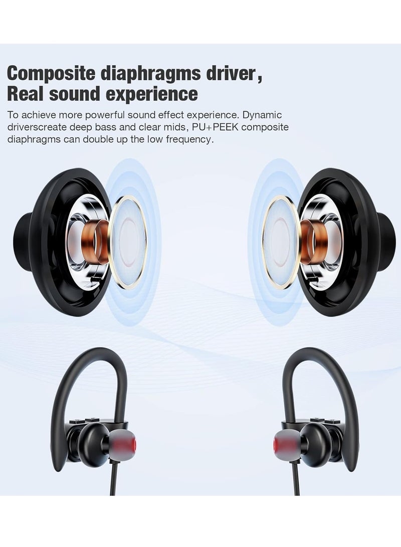 Excefore Neckband Bluetooth Headphones, 16 Hours Playtime Bluetooth Earbuds, Running Headphones with Clear Calls, Stereo Sound, In-Ear Earphones, IPX7 Waterproof Wireless Earbuds for Workout (Black)  - Image 3
