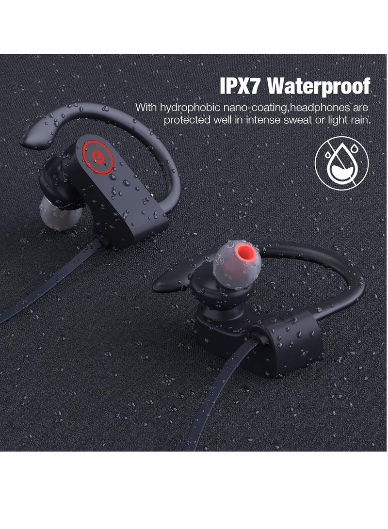 Excefore Neckband Bluetooth Headphones, 16 Hours Playtime Bluetooth Earbuds, Running Headphones with Clear Calls, Stereo Sound, In-Ear Earphones, IPX7 Waterproof Wireless Earbuds for Workout (Black)  - Image 5