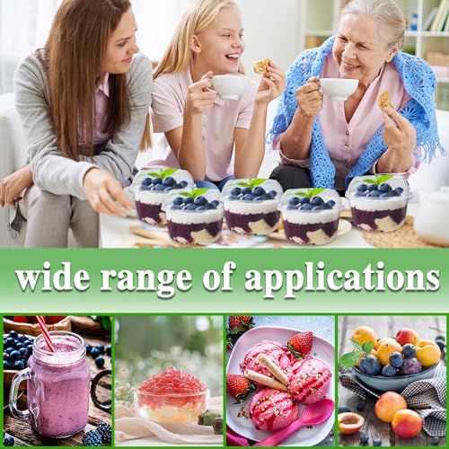 Alaeseje 50 Pack 12 oz Disposable Clear Plastic Cups,PET Dessert Cups with Lids and Spoons,Disposable Snack Bowls for Cupcake,Pudding,Snacks,Yogurt,ParfaitFruits,Mousse - Image 3