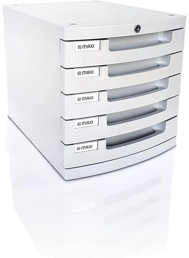 Maxi Plastic Storage 5 Drawer With Lock Office File Cabinets Filing Cabinets For Home Office Storage Drawers Flat File Cabinet Lockable With 5 Drawers Hold - Image 1