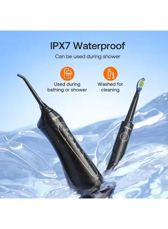 Bitvae Electric Toothbrush with Water Flosser,Rechargeable Cordless Waterproof, 5 Selectable Modes and 4 Heads Whitening Toothbrush, 3 Modes and 4 Nozzles Oral Irrigator Black for Travel - Image 4