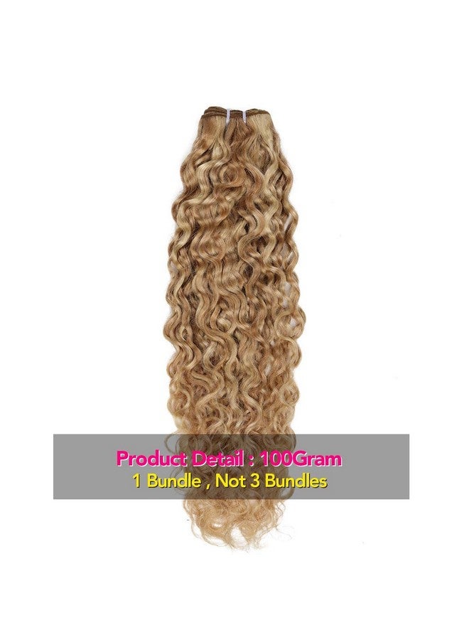 FASHION LINE Brazilian P27/613 Water Wave Blonde Human Hair Extensions Unprocessed Human Hair Bundles Weft 1Pc 100G Piano Color (18") - Image 3