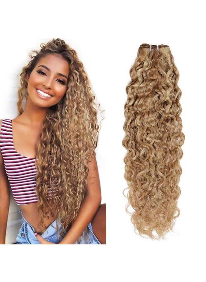 FASHION LINE Brazilian P27/613 Water Wave Blonde Human Hair Extensions Unprocessed Human Hair Bundles Weft 1Pc 100G Piano Color (18") - Image 2