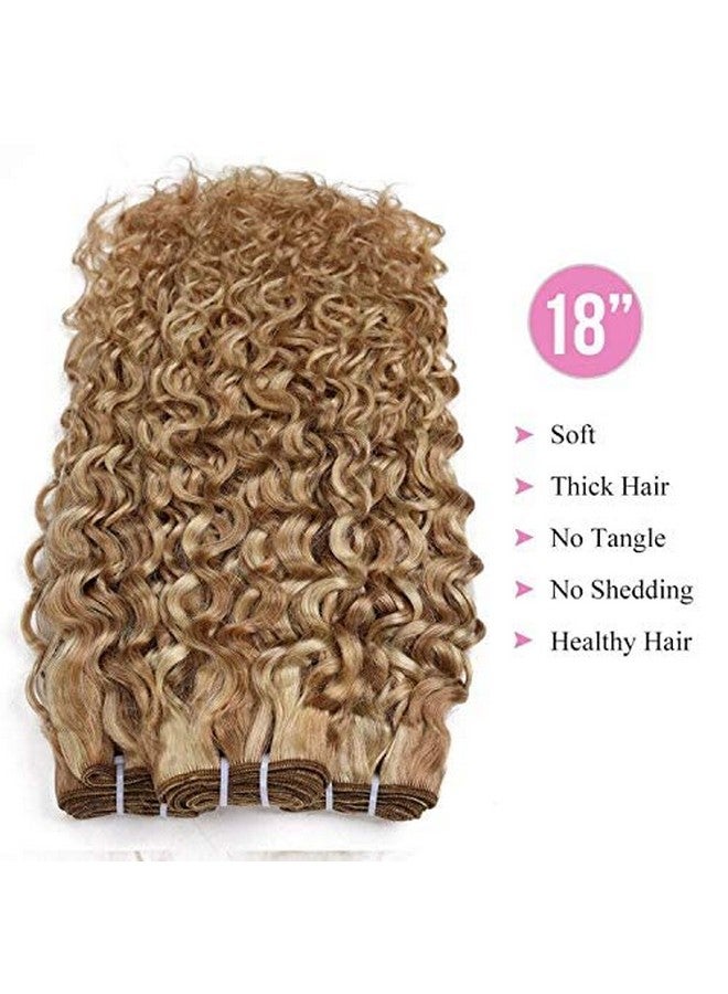 FASHION LINE Brazilian P27/613 Water Wave Blonde Human Hair Extensions Unprocessed Human Hair Bundles Weft 1Pc 100G Piano Color (18") - Image 5