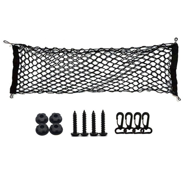 Rear Cargo Net 35x12in Black Double-layer Mesh Pocket - High-elasticity Durable Material Cargo Storage Organizer for Car Truck SUV - Image 1