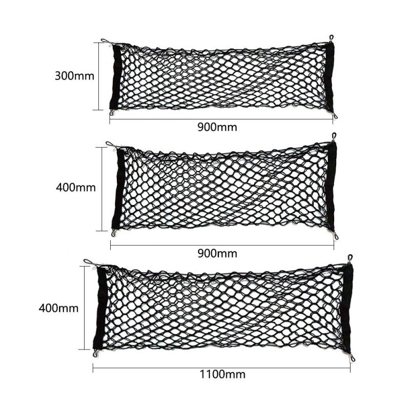 Rear Cargo Net 35x12in Black Double-layer Mesh Pocket - High-elasticity Durable Material Cargo Storage Organizer for Car Truck SUV - Image 3
