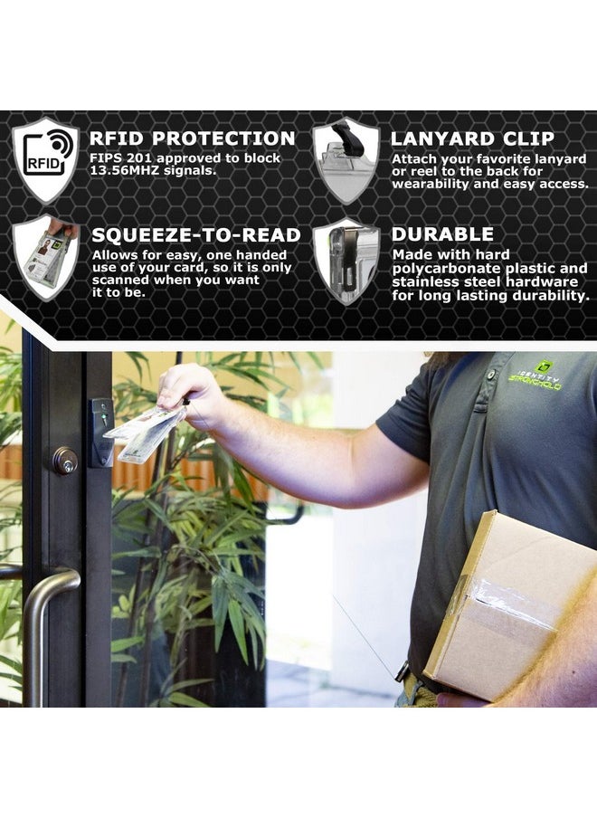 ID Stronghold - Identity Stronghold Secure Rfid Badge Holder For 1 Card Heavy Duty Hard Plastic Id Badge Holder Usa Molded And Assembled Fips 201 Approved Rfid Blocking Security Clear - Image 1