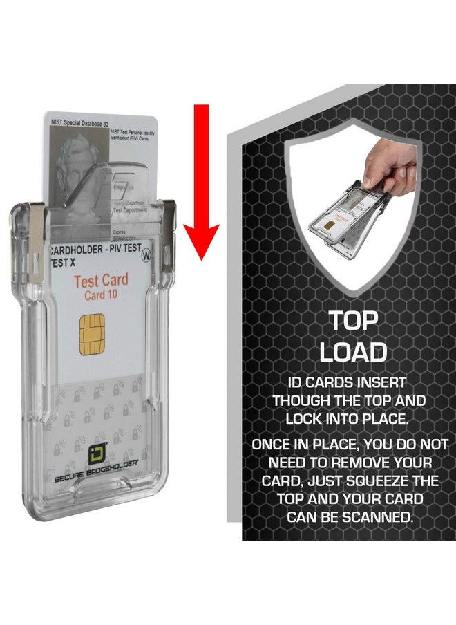 ID Stronghold - Identity Stronghold Secure Rfid Badge Holder For 1 Card Heavy Duty Hard Plastic Id Badge Holder Usa Molded And Assembled Fips 201 Approved Rfid Blocking Security Clear - Image 1