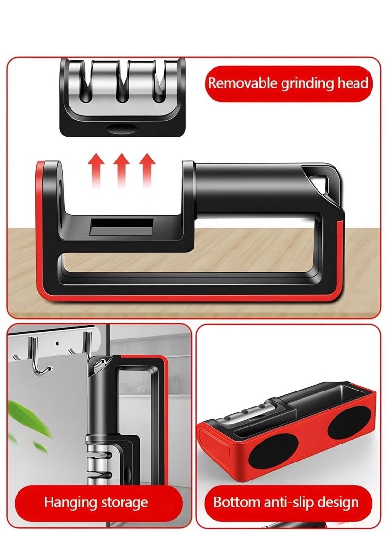 URbantin 3 in 1 Knife Sharpener with 3 Stages, Handheld Knife Sharpener Helps Repair, Restore, Polish Blades, Including Straight, Serrated Blades and Scissors  - Image 5