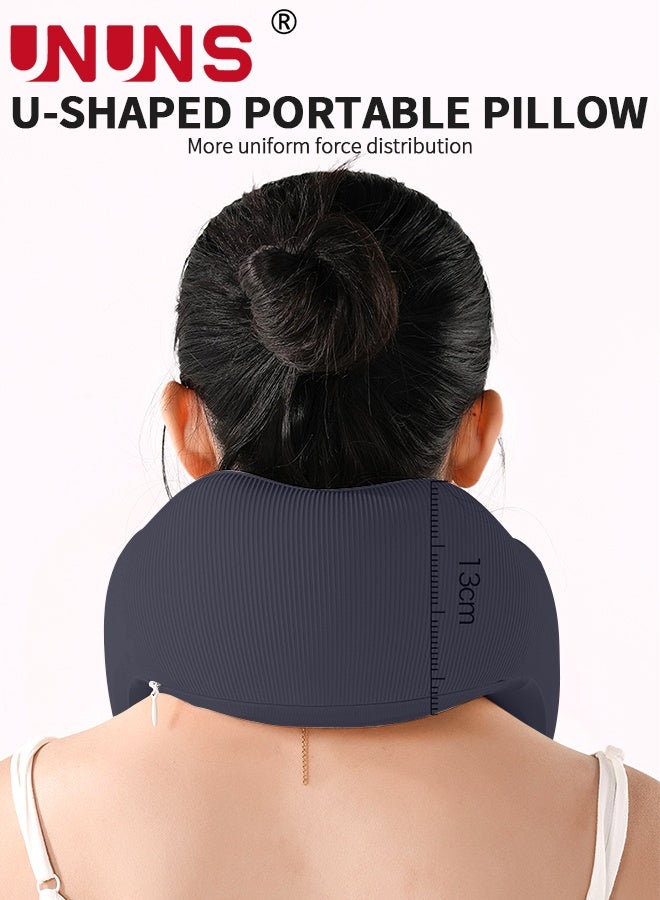 UNUNS Travel Pillow,Travel Neck Pillow U-Shaped Pillow with Earplugs Eye Mask and Storage Box,Memory Foam Neck Pillow Adult Head & Neck Support,for Long Flights Plane,Office,Cars Sleeping & Rest (Blue) - Image 2