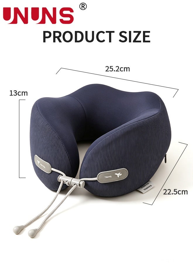 UNUNS Travel Pillow,Travel Neck Pillow U-Shaped Pillow with Earplugs Eye Mask and Storage Box,Memory Foam Neck Pillow Adult Head & Neck Support,for Long Flights Plane,Office,Cars Sleeping & Rest (Blue) - Image 4