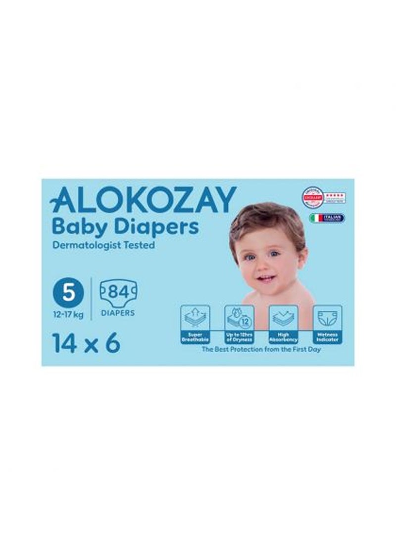 Alokozay Premium Baby Diapers - Size 5 12-17 Kg 6 x 14 Diapers - Image 1