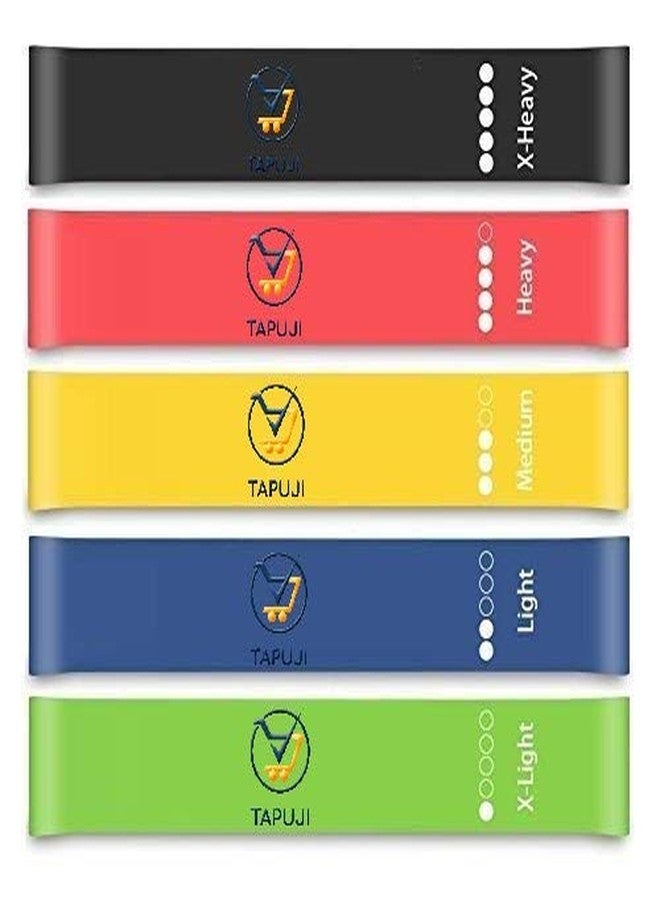 Tapuji Resistance Loop Latex Bands Gym Resistance Exercise Bands Yoga and Gym Workout Training Rubber Bands for Home Fitness, Crossfit, Stretching, Strength Training, Physical Therapy (5PCS) - Image 1