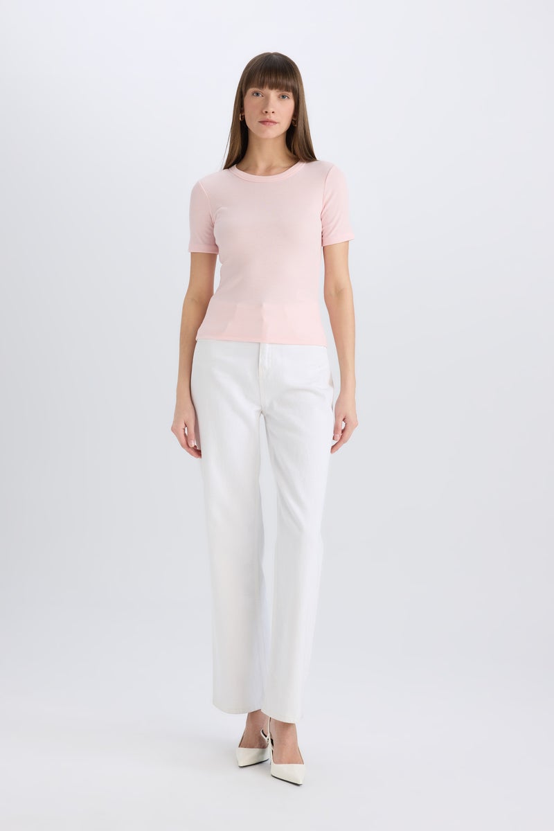 DeFacto Woman Slim Fit Crew Neck Ribbed Camisole Casual T-Shirt - Image 4