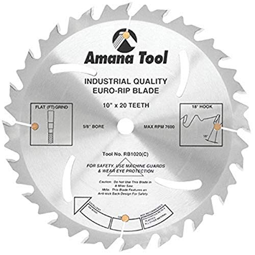 Amana Tool - RB1020 Carbide Tipped Euro Rip with Cooling Slots 10" Dia x 20T', 18 De - Image 3