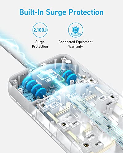 Anker Power Strip with 2100J Surge Protector, Outlet Extender, 5ft Extension Cord with Multiple Outlets, 12 AC, 2 USB A,1 USB C Port for 20W, Home Office, Dorm Room Essentials, TUV Listed - Image 4