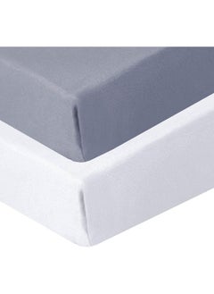 Biloban Biloban Crib Sheets 2 Pack, Fitted Crib Sheet for Standard Crib Mattress, Cozy Toddler Sheets for Boys and Girls, Machine Washable, Microfiber, Grey & White  - Image 2