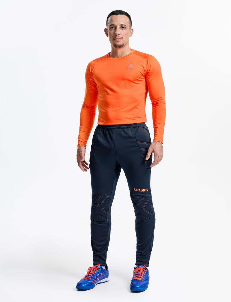 KELME Men's Goalkeeper Pants - Padded Goalie Leggings, Size X-Large, Blue/Orange - Image 3