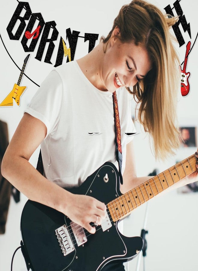 FOZEE لافتة FOZEE Born to Rock لحفلة عيد ميلاد روك، زينة حفلات روك آند رول مُثبتة مسبقًا لحفلة ذات طابع موسيقي، لون أسود لامع - Image 5