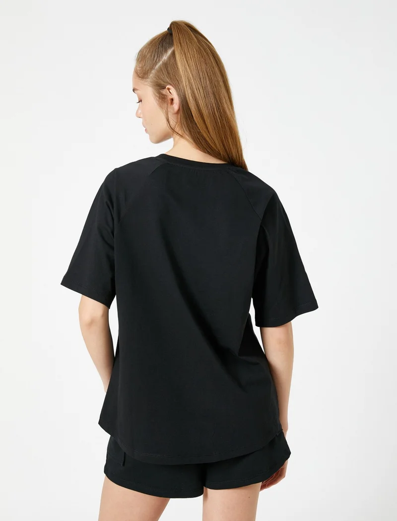 كوتون Reflective Printed Sports T-Shirt Relax Fit Cotton