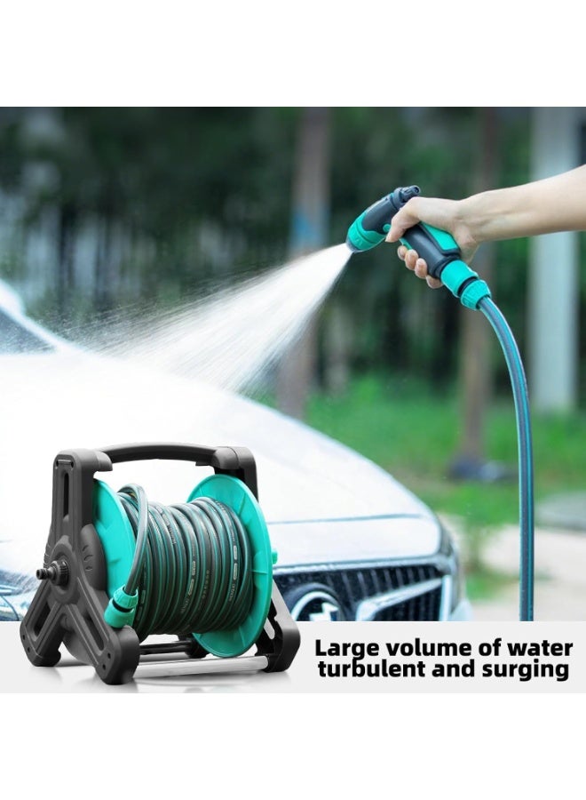 Bukela Garden Hose Reel With 30 M Hose, Retractable Garden Hose Reel Set, 3 Types Of Water Guns and Heavy-duty Holder for Watering Lawns and Washing Cars From Green Mount - Image 4