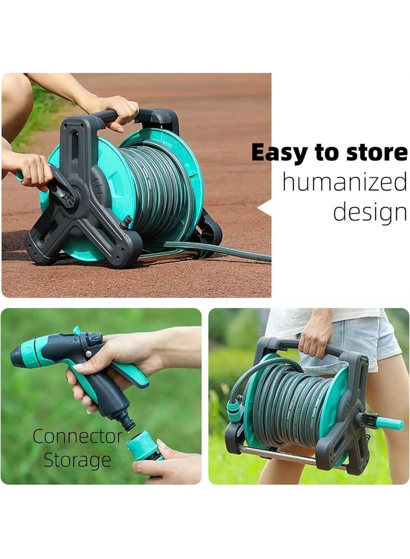 Bukela Garden Hose Reel With 30 M Hose, Retractable Garden Hose Reel Set, 3 Types Of Water Guns and Heavy-duty Holder for Watering Lawns and Washing Cars From Green Mount - Image 5