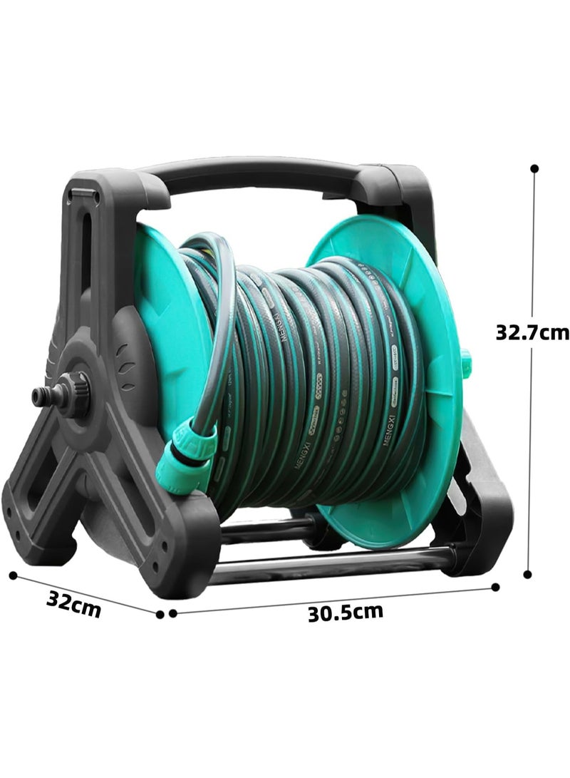 Bukela Garden Hose Reel With 30 M Hose, Retractable Garden Hose Reel Set, 3 Types Of Water Guns and Heavy-duty Holder for Watering Lawns and Washing Cars From Green Mount - Image 2