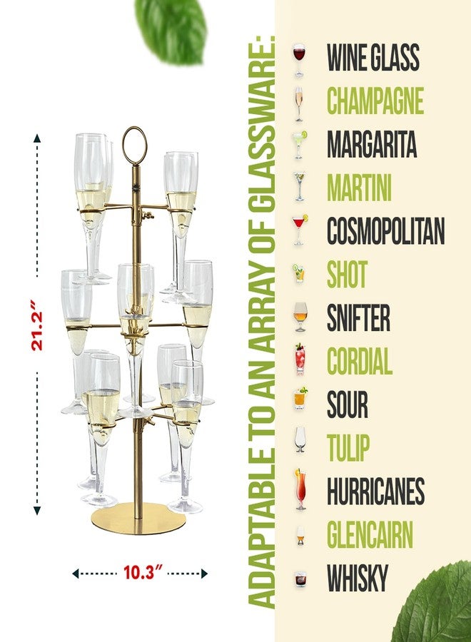 Trustic Cocktail Tree Stand Metal Tower 3 Tier 12 Holders for Champagne Martini Margarita Cups (Gold) - Image 4