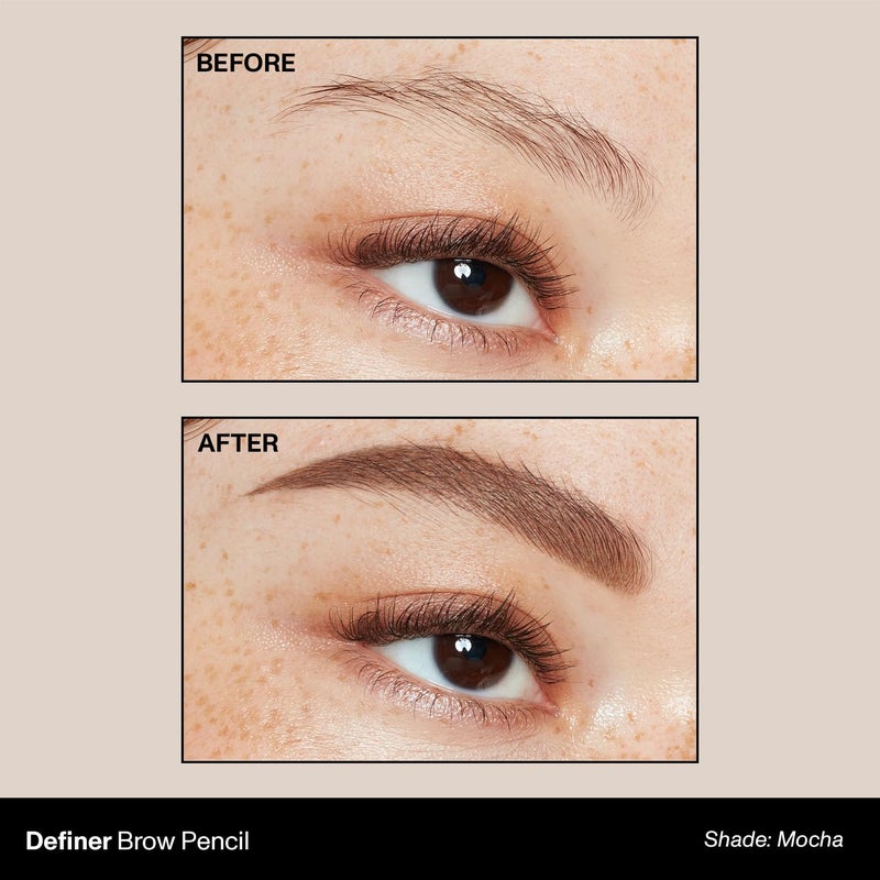 Morphe Definer Dual-Ended Brow Pencil & Spoolie - Eyebrow Pencil with Precision Slanted Tip for Shaping, Defining & Filling - Smooth, No-Tug Formula - Mocha (0.003 oz) - Image 2