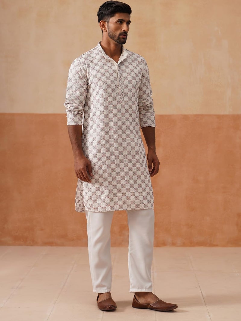 Jompers Classic Cotton Blend Embroidered Straight Kurta Set for Men - Image 4