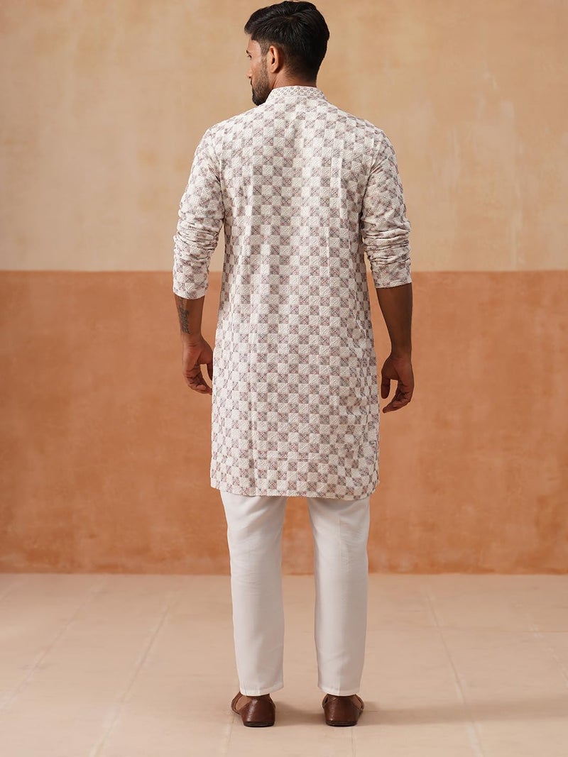 Jompers Classic Cotton Blend Embroidered Straight Kurta Set for Men - Image 3